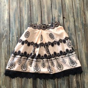 Sexy black lace nude silk Anna Sui skirt size 4